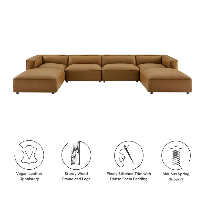 Auren 6-Piece Upholstered Vegan Leather Modular Sofa image number 1