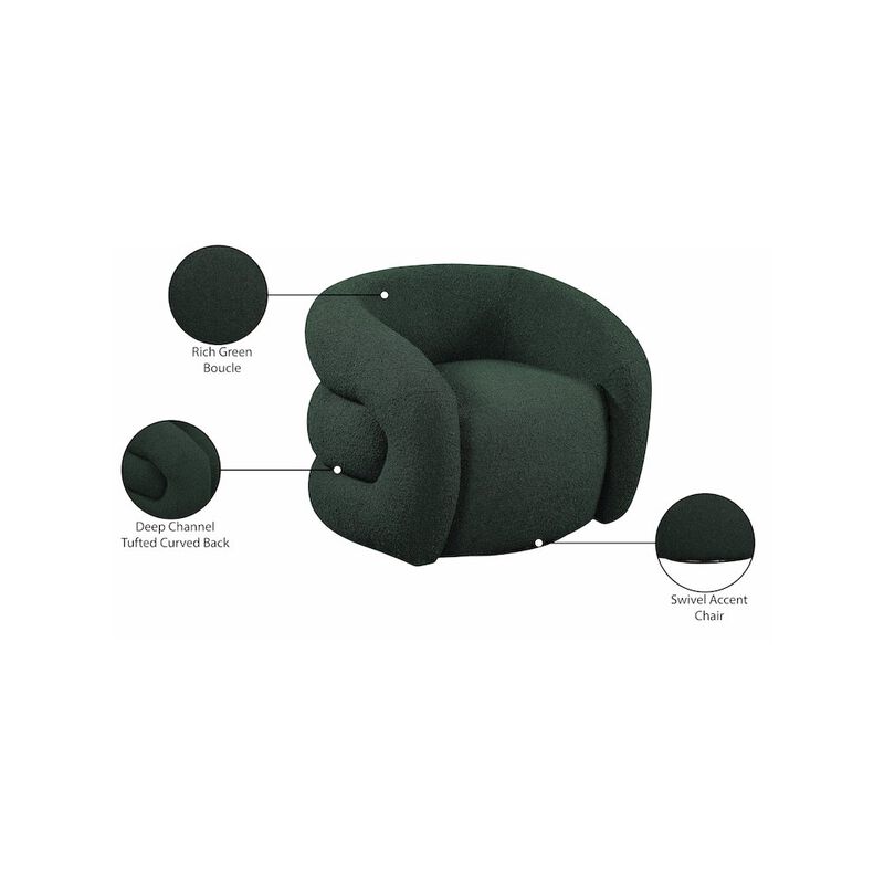 Meridian Furniture Roxbury Green Boucle Fabric Swivel Accent Chair