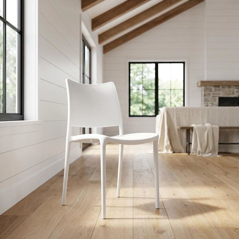 Stackable Plastic Dining Chair for Kitchen and Dining Room Table Sets, White image number 5