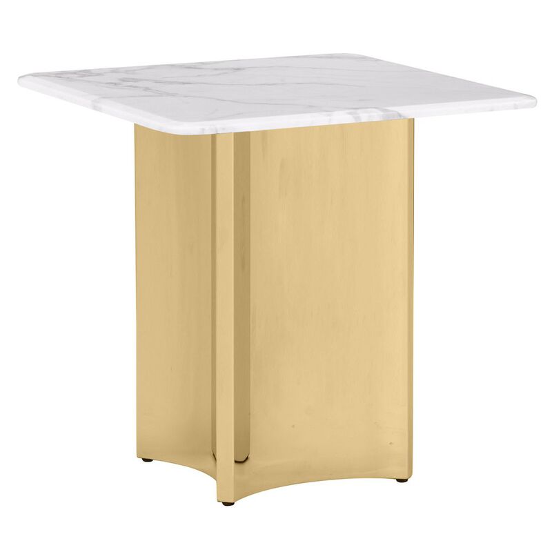 Best Quality Furniture Square White Marble End Table with Base image number 0