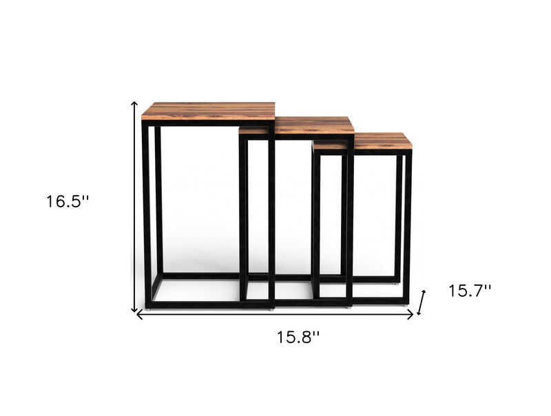 3-Piece Nested End Tables &ndash; Solid Wood Construction, Sleek Profile