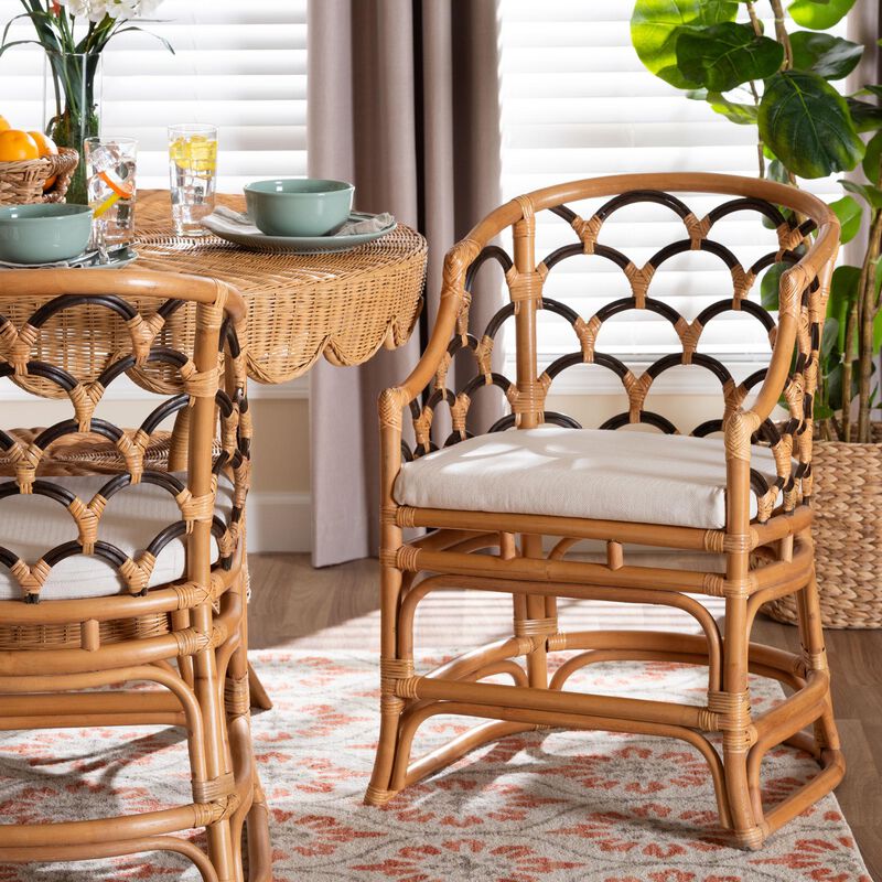 bali & pari Veneto Natural Rattan Dining Chair with Scalloped Back image number 7