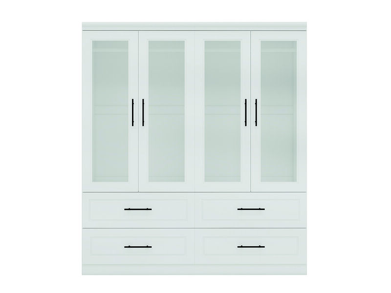 71"High Wardrobe,Wood Closet Wardrobe with 4 Drawers and Hanging Rods for Bedroom