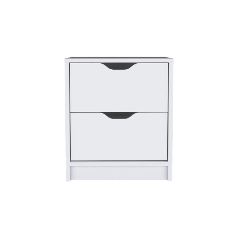 Wood-Style Nightstand with 2 Drawers – Faux Wood Bedside Table