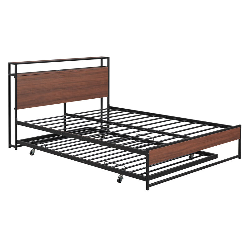 Merax Metal Platform Bed Frame with Trundle