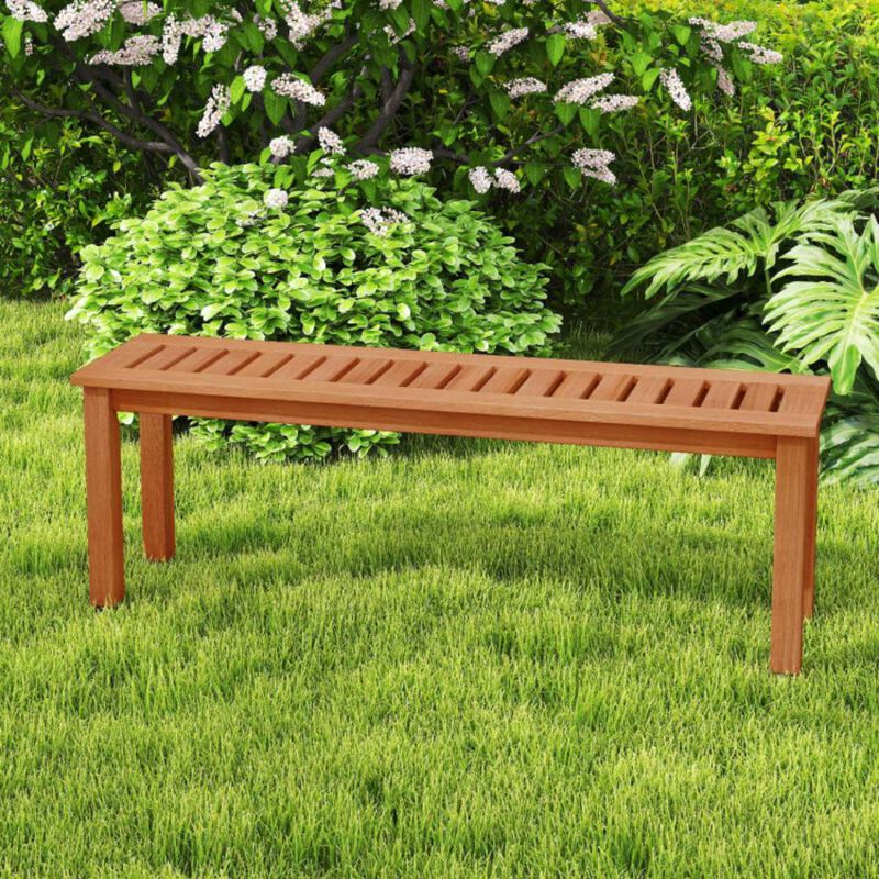 Hivvago 47 Inch Patio Wood Bench with Slatted Seat 2-Person