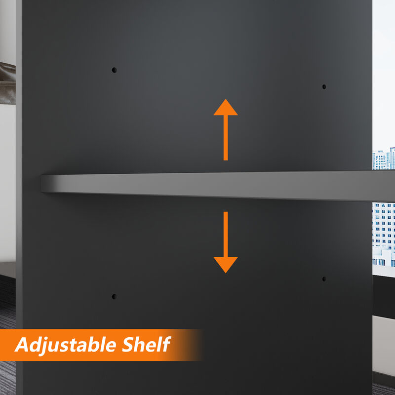 55.1 in. L-Shaped Black Wood Computer Desk Writing Desk Office Executive Desk With Removable Tabletop, Shelves 3-Drawers