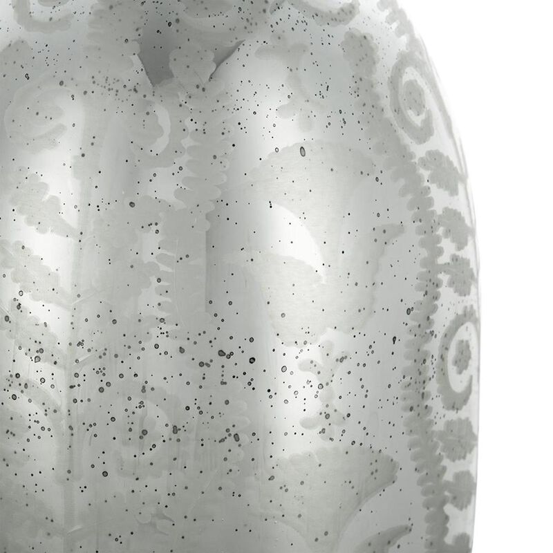 HomeRoots 18" Antiqued Silver Floral Glass Table Vase image number 4