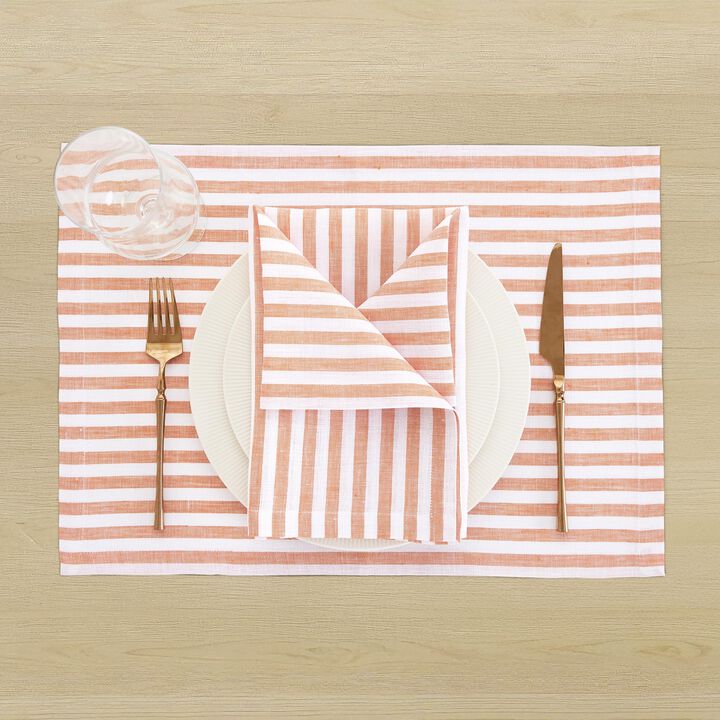 Linen Dinner Napkins - Amalfi Stripe