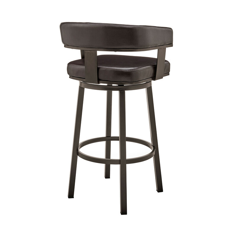 Cohen Bar Height Swivel Bar Stool in Silver Finish with White Faux Leather image number 3