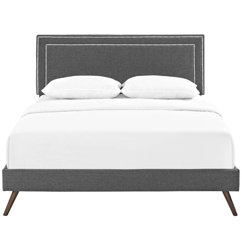 Modway - Virginia Queen Fabric Platform Bed with Round Splayed Legs Gray
