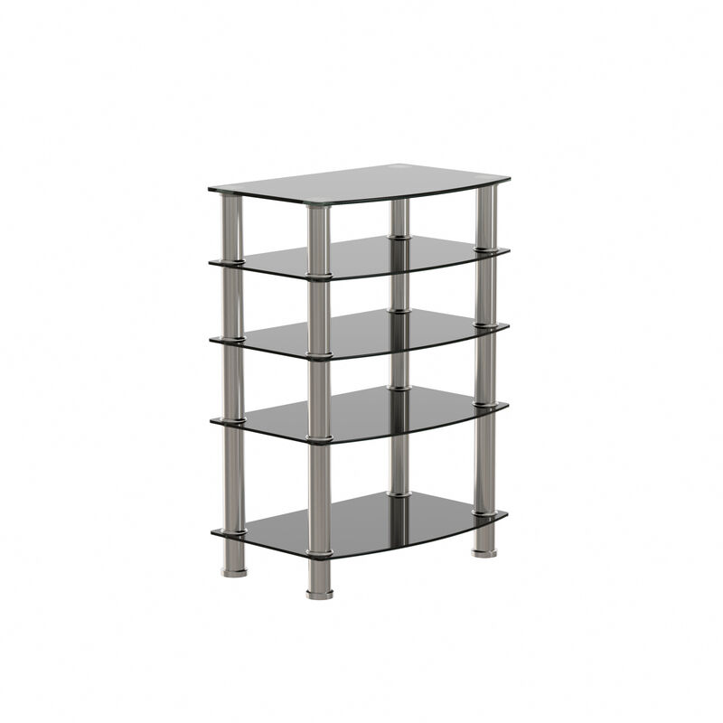 Hivvago 5Tier Tempered Glass Living Room Side Table with Stainless Steel Frame