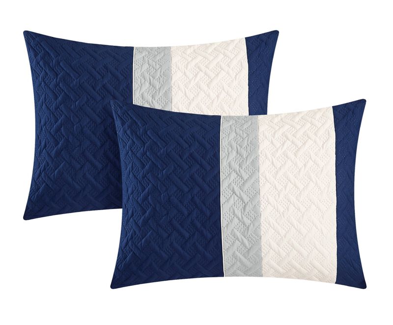 Chic Home Karras Embroidered Design Bed In A Bag Sheets 10 Pieces Comforter Decorative Pillows & Shams - Twin 66x90, Navy