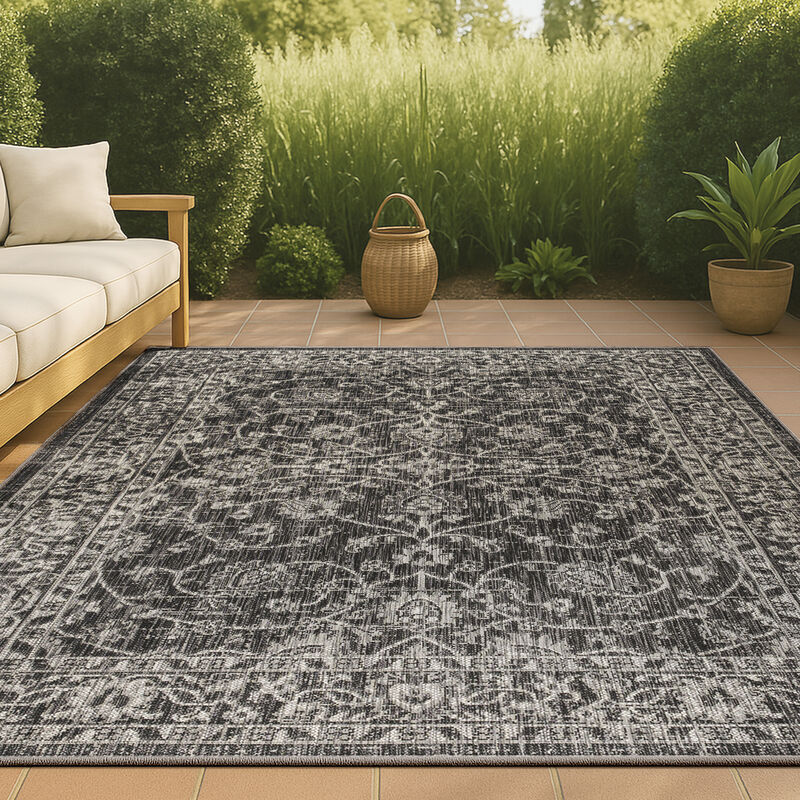 Palazzo Vine and Border Textured Weave Indoor/Outdoor Area Rug