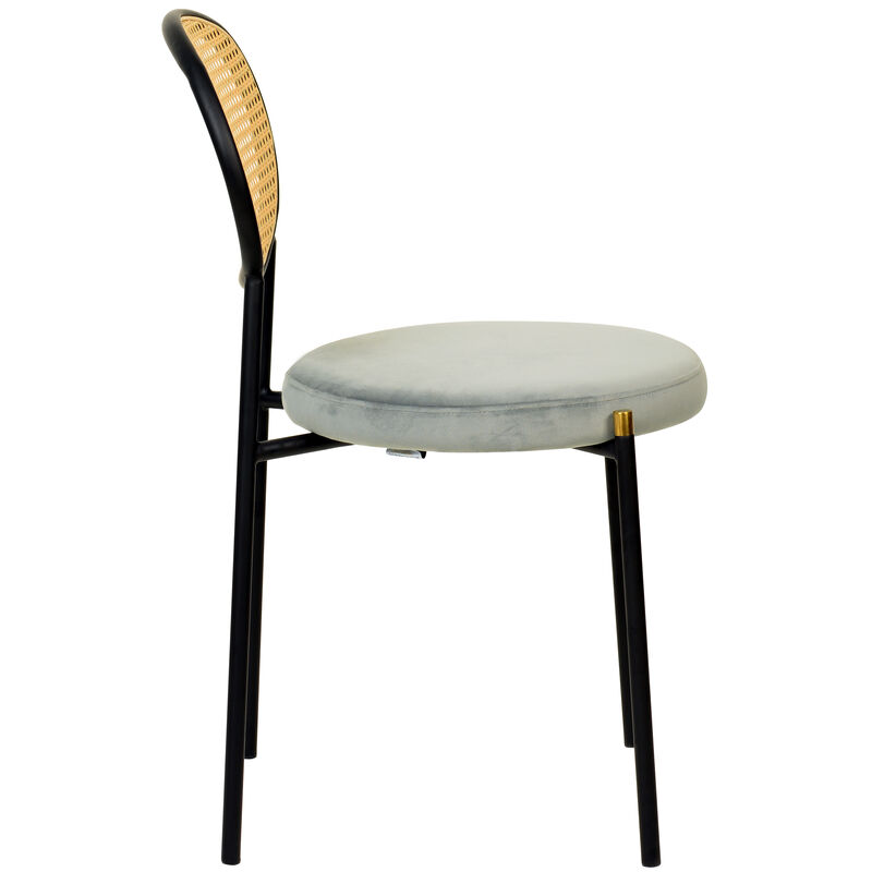 LeisureMod Euston Modern Dining Chair with Wicker Back and Velvet Seat, Indoor Kitchen, Dining Room, Home, Contemporary Side Chair Seating