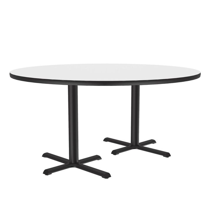 Correll Markerboard-Dry Erase High Pressure Top - Table Height Café and Breakroom Table 60x60, ROUND, FROSTY WHITE, BLACK