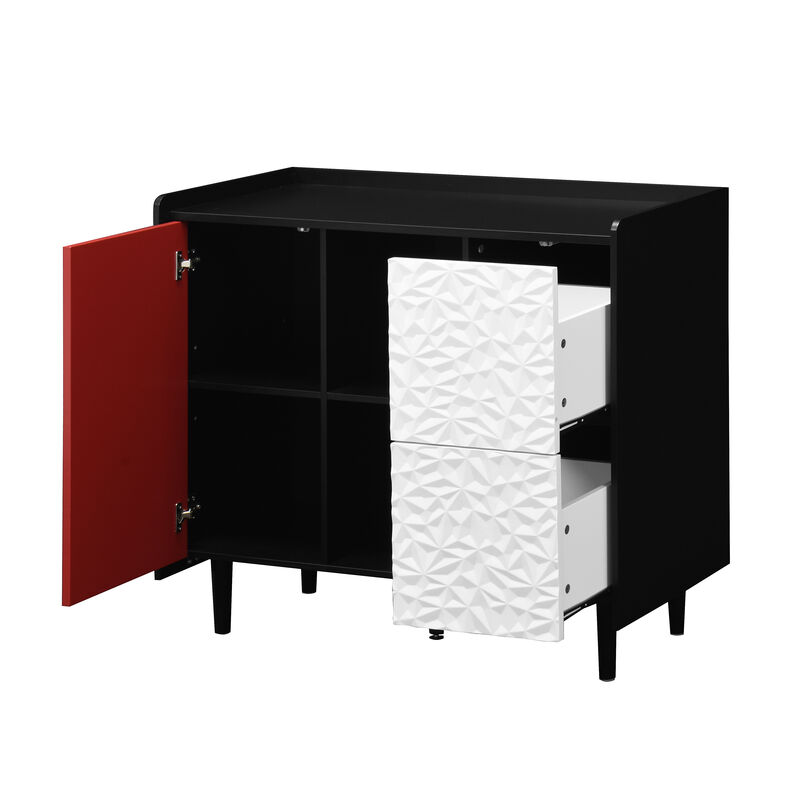 TATEUS Urban Sideboard &ndash; 2-Drawer Open Shelf Coffee Bar Buffet