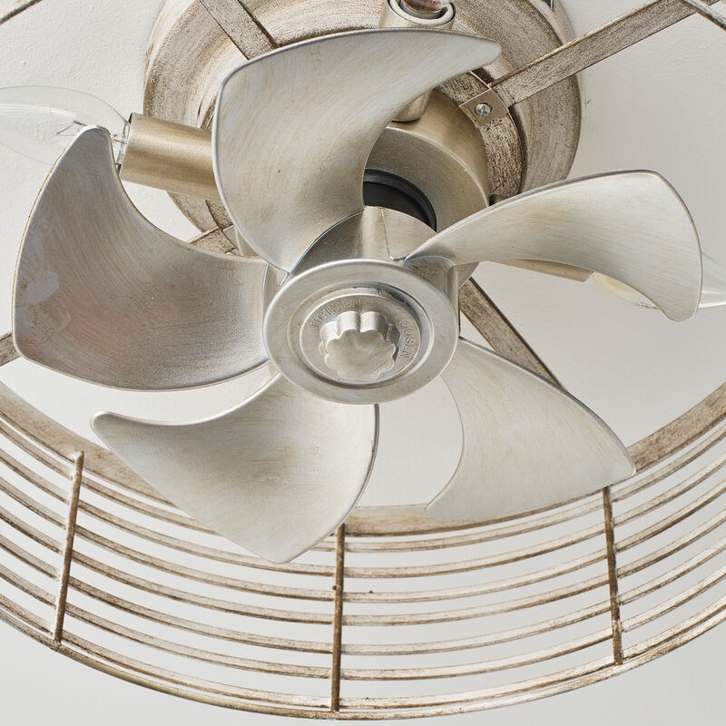 17.7" Modern Distressed Wood Metal Reversible 6-Speed Ceiling Fan with Light and Remote image number 9