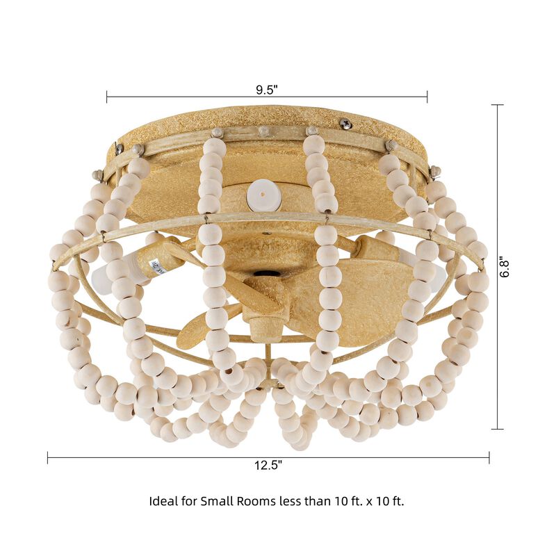 13" Bohemian 3-Light Flush Mount Ceiling Fan