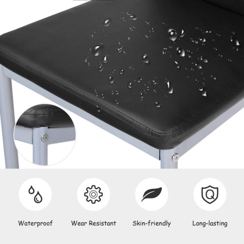 Hivvago 4 Pieces PVC Elegant Design Leather Dining Chairs with Solid Metal Legs