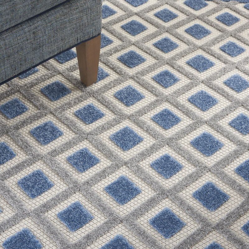 HomeRoots 4' X 6' Blue And Gray Geometric Indoor Outdoor Area Rug image number 3