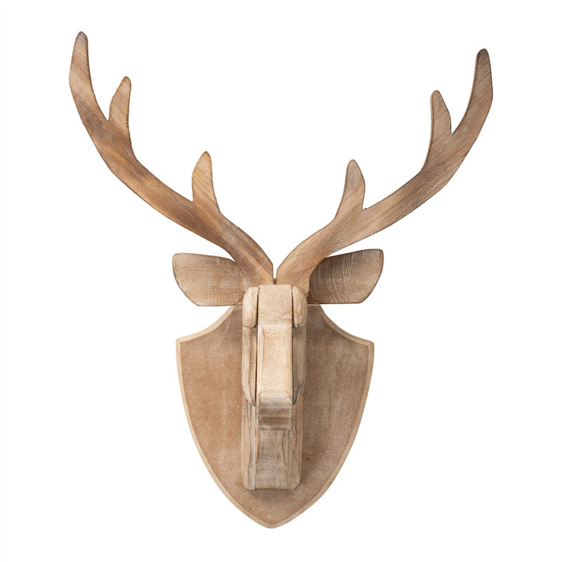 HomeRoots 21" X 17" Brown Wood Deer Hanging Dimensional Sculpture image number 3
