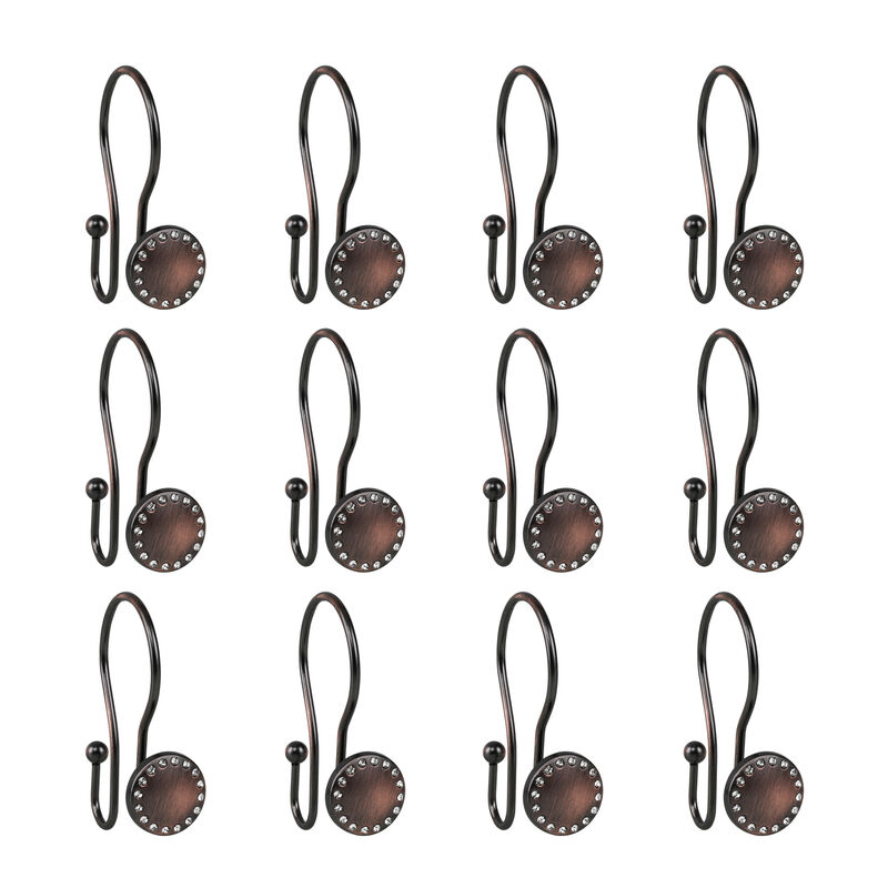 Metal Double Shower Curtain Hooks, Set of 12 image number 4
