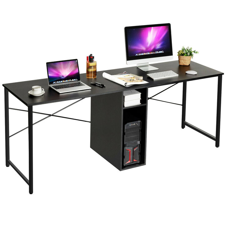 Costway 2 Person Computer Desk Double Workstation Office Desk w/ Storage Black