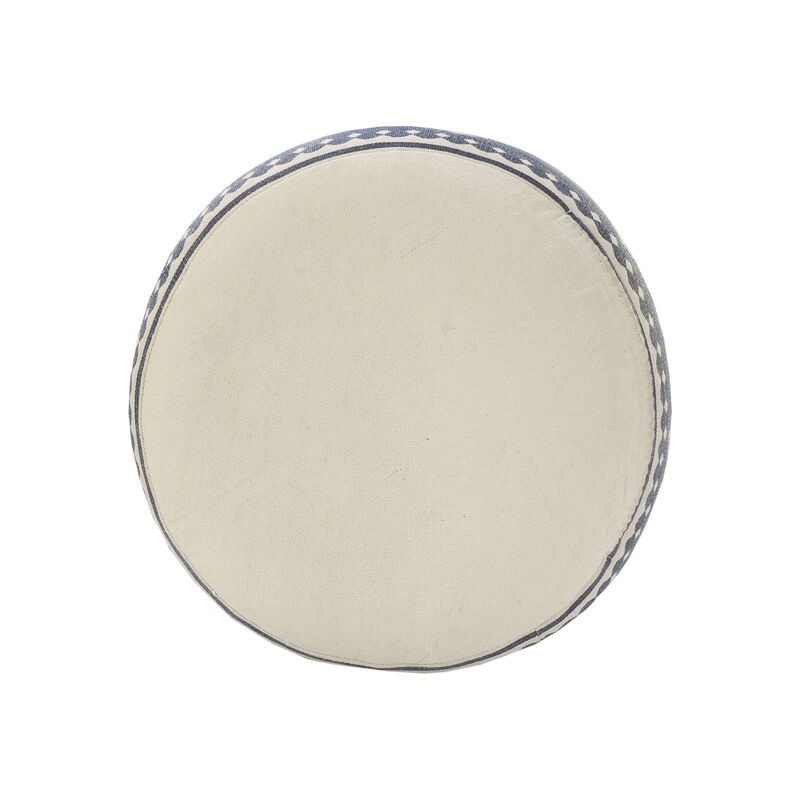 Cotton Cylinder Paisley Pouf Ottoman – Handwoven Footrest for Living Room