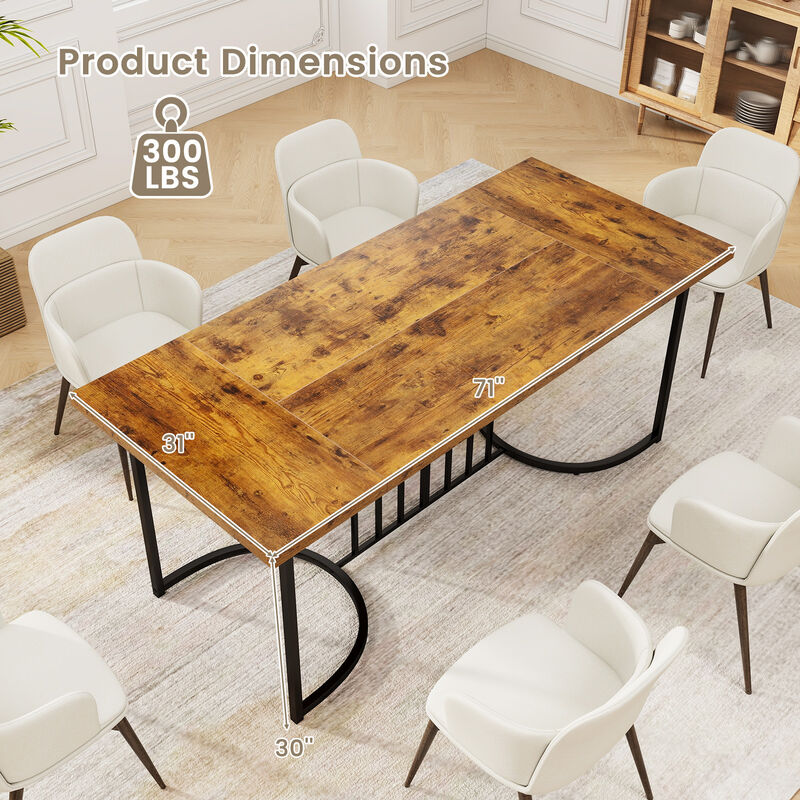Large Wooden Dining Table &ndash; Rectangular Kitchen Table Seats 6 to 8 People Comfortably