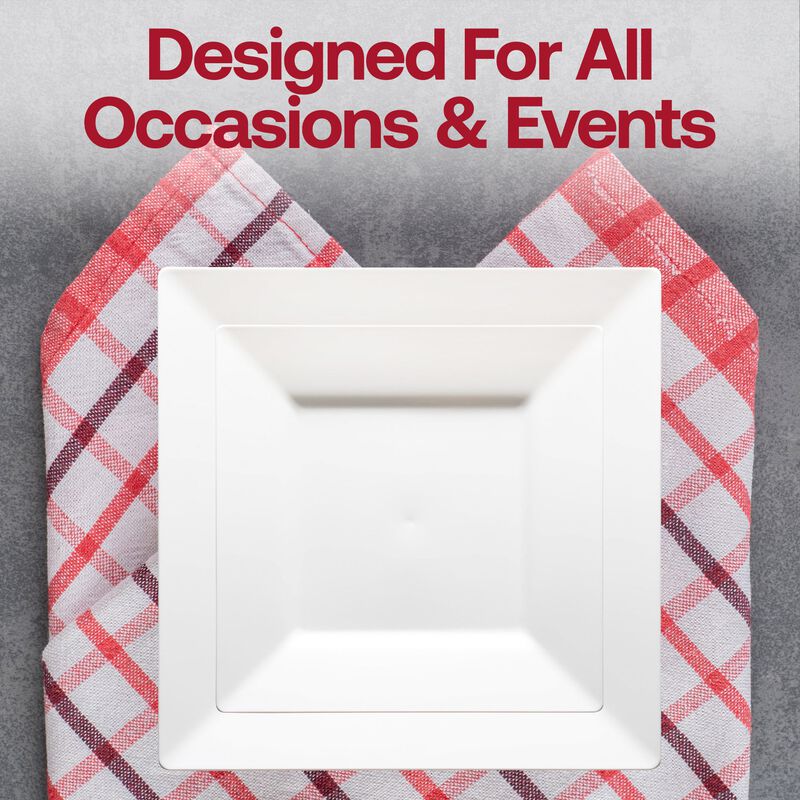 9.5" White Square Plastic Dinner Plates (120 Plates) image number 6