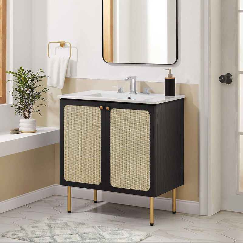 Modway EEI-6602-BLK Chaucer 30" Bathroom Vanity Cabinet (Sink Basin Not Included), Black image number 9
