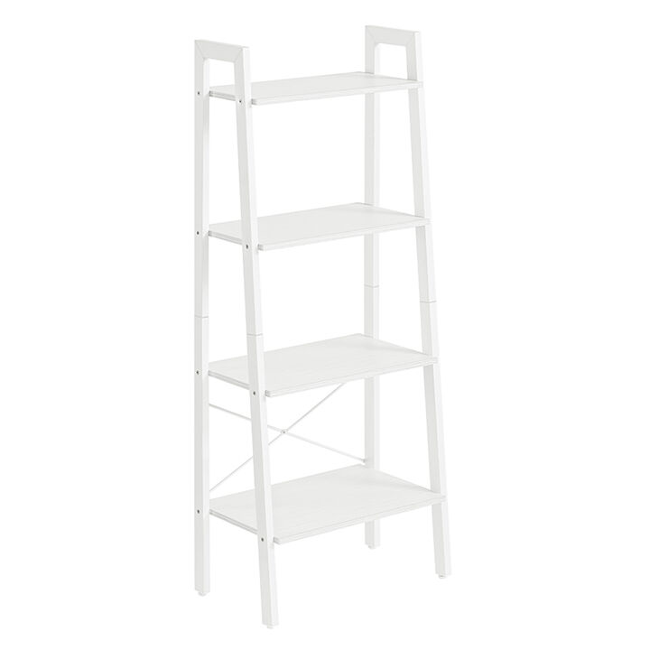 4 Tier Ladder Shelf with Metal Steel Frame and Open Shelves