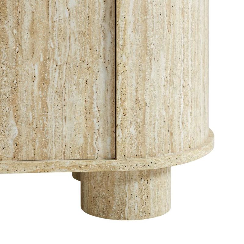 Gray Faux Travertine TV Stand with Solid Mango Construction image number 6