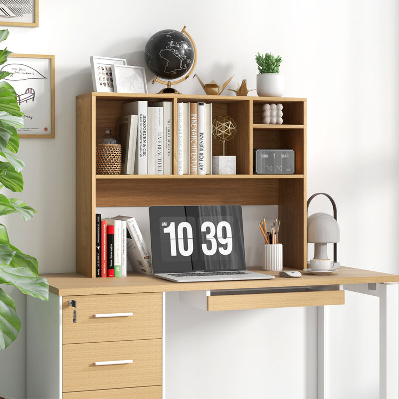 Desk Top Bookcase with 4 Cubby Compartments and Open Back Design image number 1
