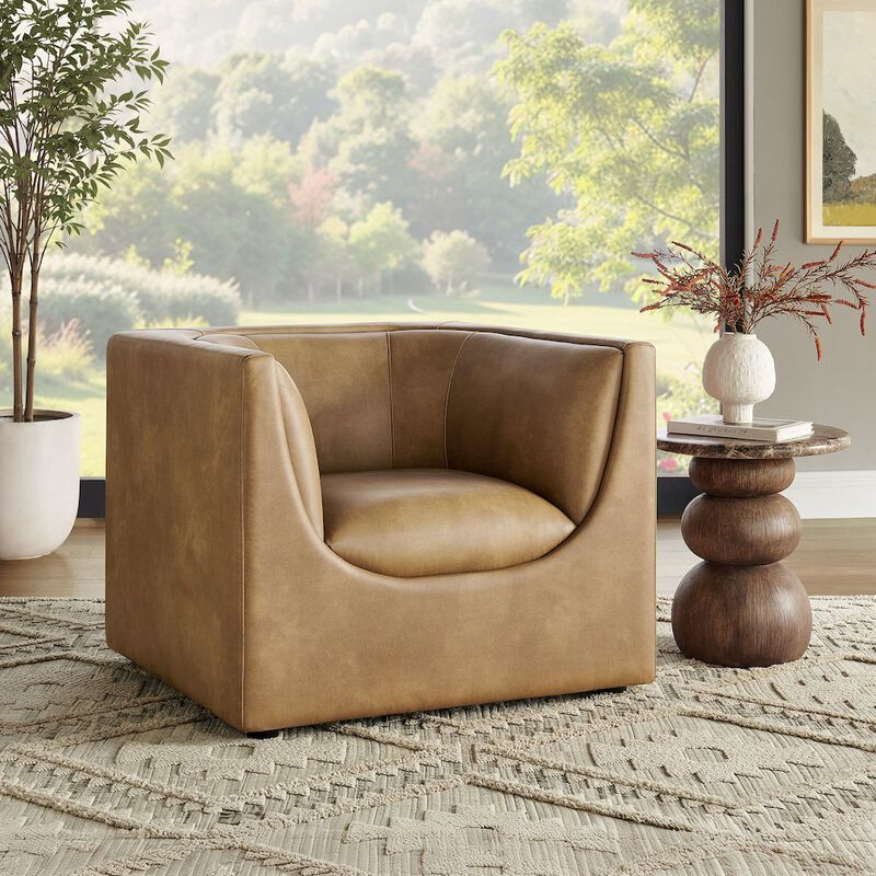 Hilda Curved Back Vegan Leather Armchair image number 8