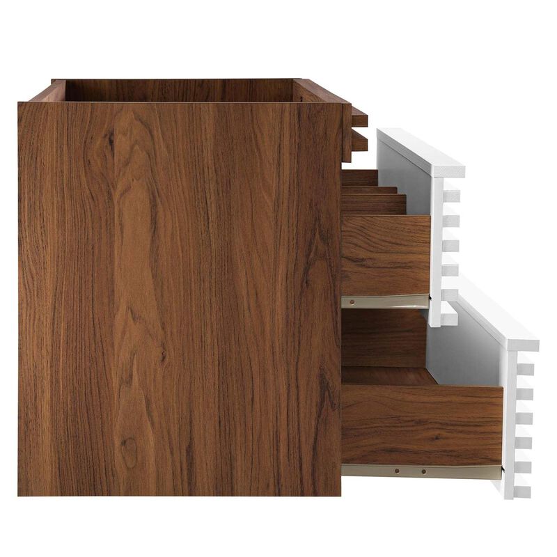 Modway Render 35" MDF Wood Wall-Mount Bathroom Vanity Cabinet in White/Walnut image number 5