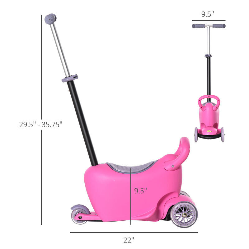 BreeBe 3-in-1 Ride On Push Car, Kids Scooter, Sliding Walker, Push Rider, with Adjustable Handlebar, 3 Balanced Wheels, Removable Storage Seat image number 2