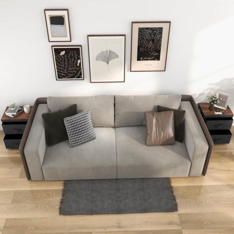 Hivvago 2-Drawer Nightstand with Removable Fabric Bins and Pull Handles-Black