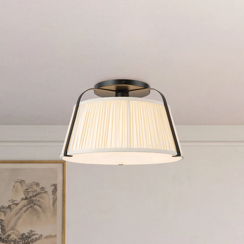 Scout 13 in Semi Flush Mount with Patterned Pleated Shade image number 5