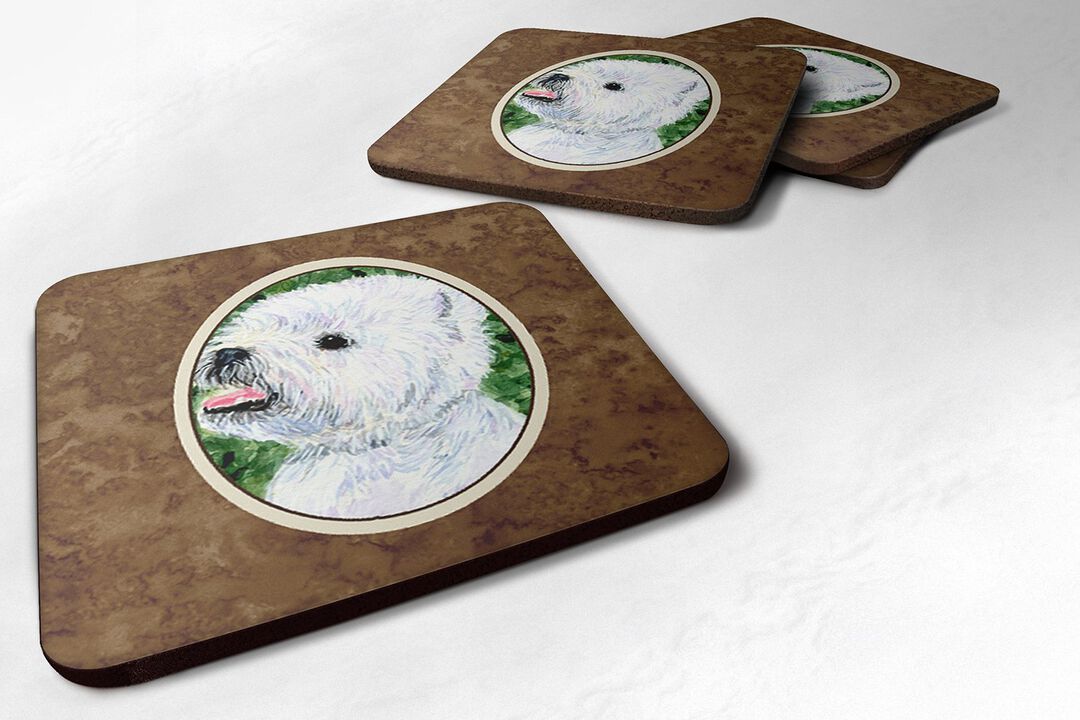 Caroline's Treasures SS8802FC Westie Foam Coasters (Set of 4), 3.5 H x 3.5 W, Multicolor