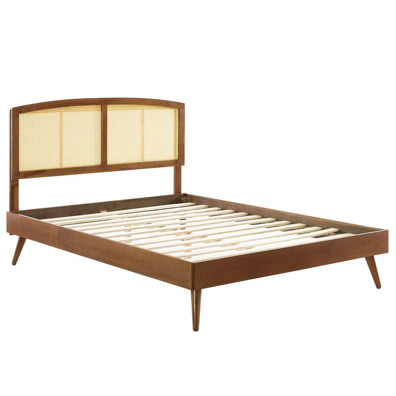 Modway - Sierra Cane and Wood Queen Platform Bed with Splayed Legs