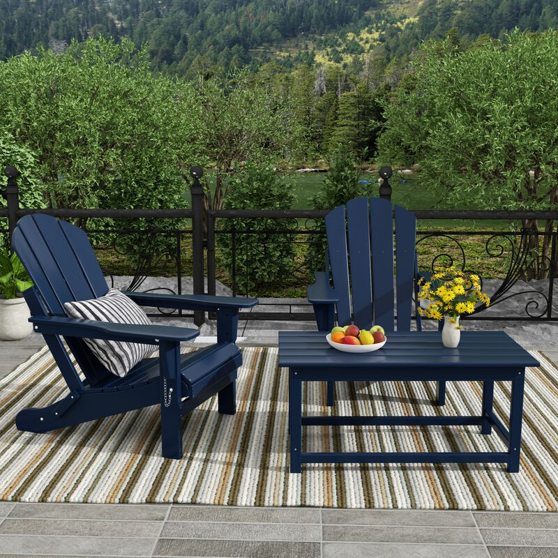 WestinTrends 3-Piece Outdoor Patio Adirondack Chair with Coffee Table Set