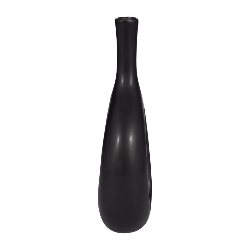 Cer, 12" Curved Open Cut Out Vase, Black image number 2
