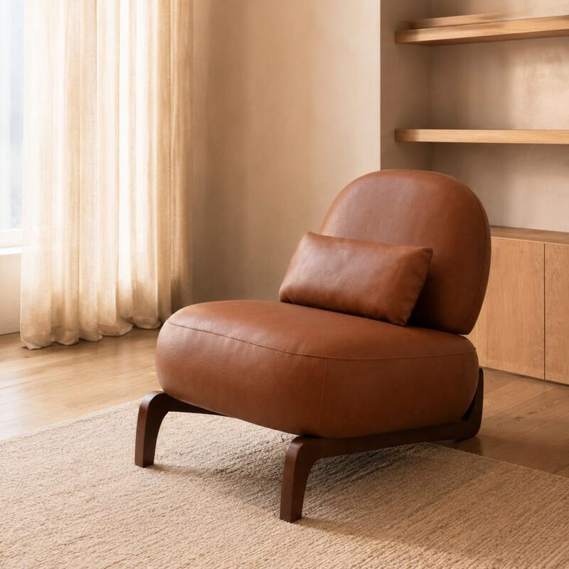 GOODSILO Armless Accent Chair with Plush Cushion and Solid Wood Legs, Soft Upholstered Seating for Living Room Bedroom Apartment Balcony Waiting Room image number 2