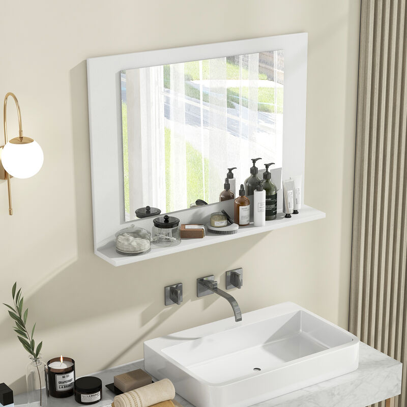 Rectangular Bathroom Mirror with Shelf for Storage and Organization