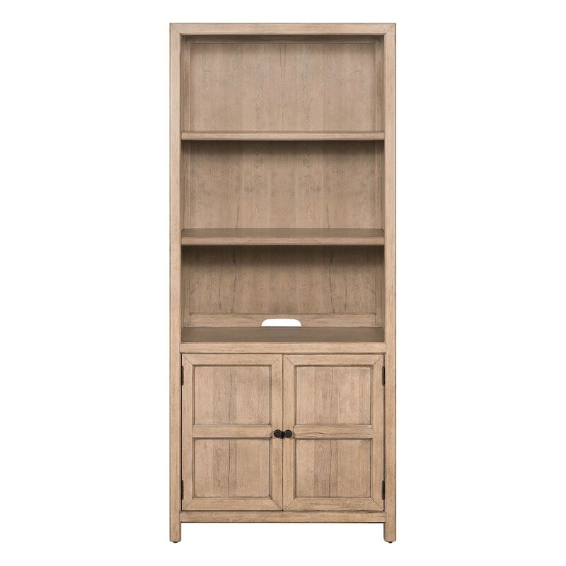 Liberty Furniture Bookcase Home Office Adjustable Shelves Display with Storage - Barley Birch Wood image number 0