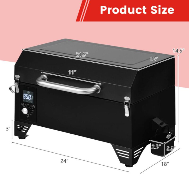 Hivvago Outdoor Portable Tabletop Pellet Grill and Smoker with Digital Control System for BBQ