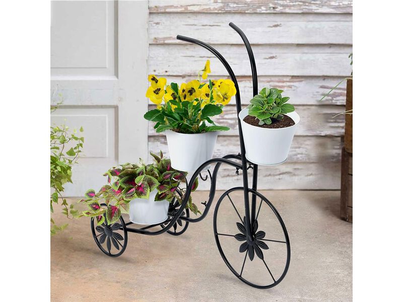 Metal Tricycle Planter, 3 Tier Floral Flower Plant Stand image number 6