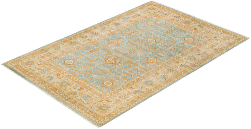Eclectic, One-of-a-Kind Hand-Knotted Area Rug  - Light Blue, 6' 1" x 9' 4"